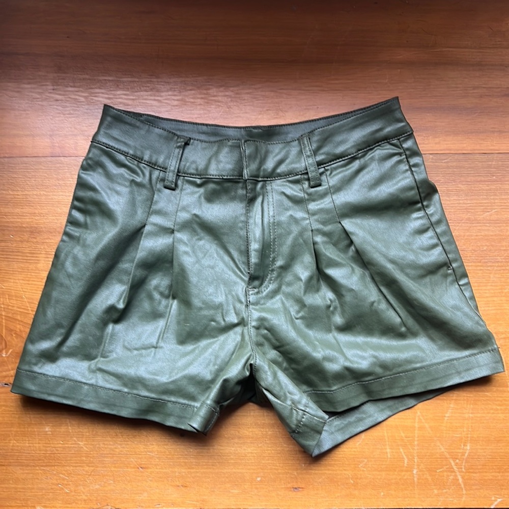 EVEREVE Green Leather Shorts